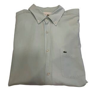 Lacoste Men’s Button Down Shirt Green, Front Pocket, Logo Sz 42 - Large